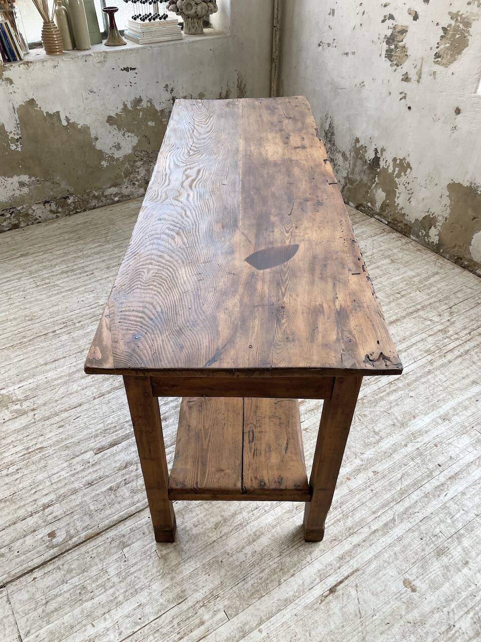 Drapery console table in pine