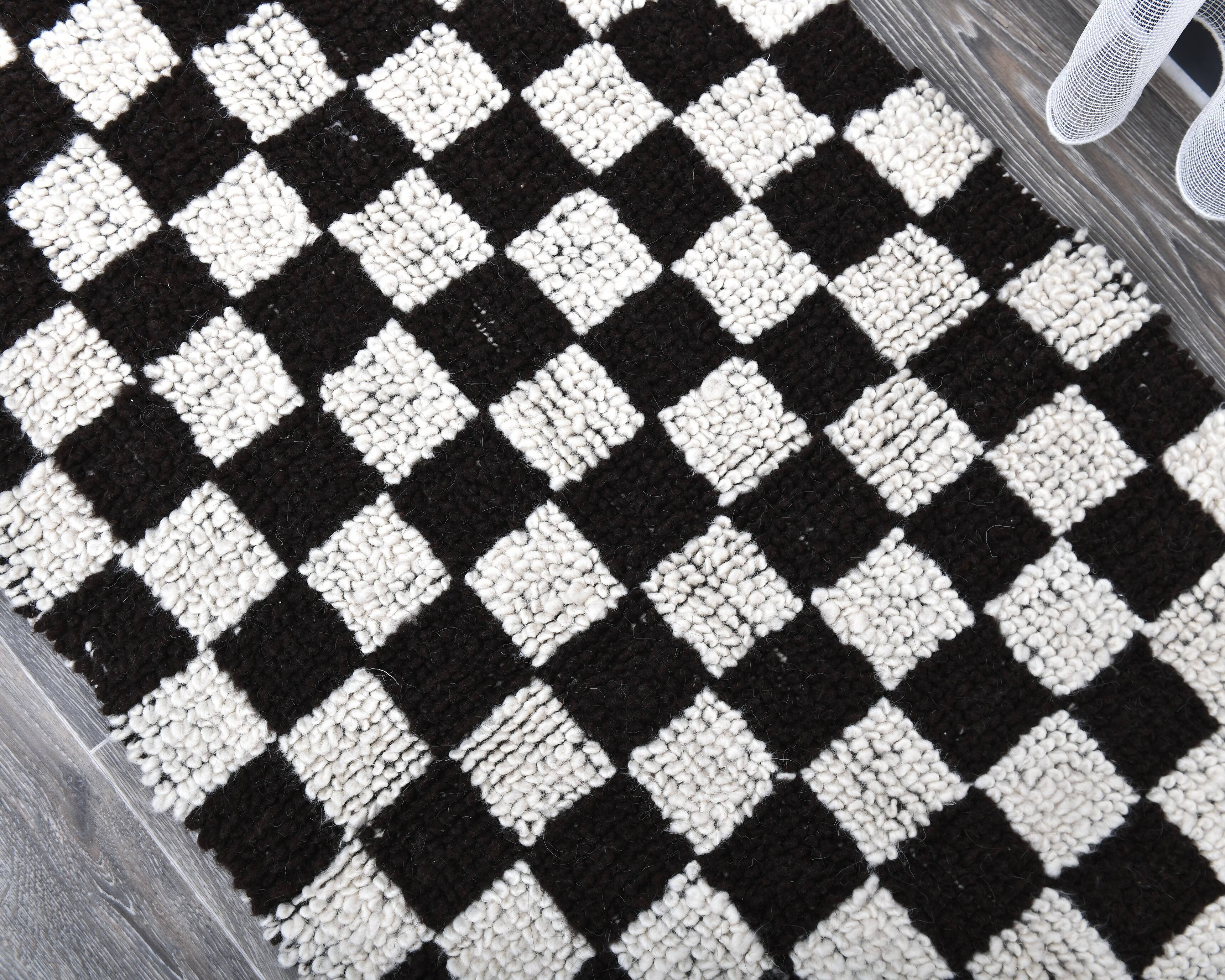 2x10 Checkered Turkish Vintage Runner Rug 69x294Cm