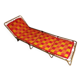 Orange sun lounger, deckchair, vintage 70's lafuma camping lounge chair