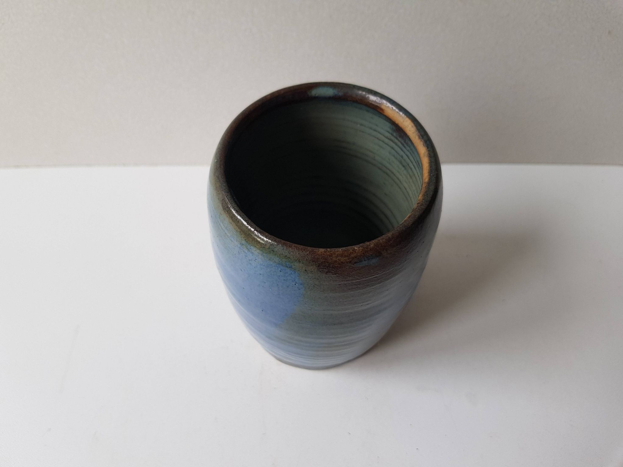 Cobalt blue ceramic vase signed EG