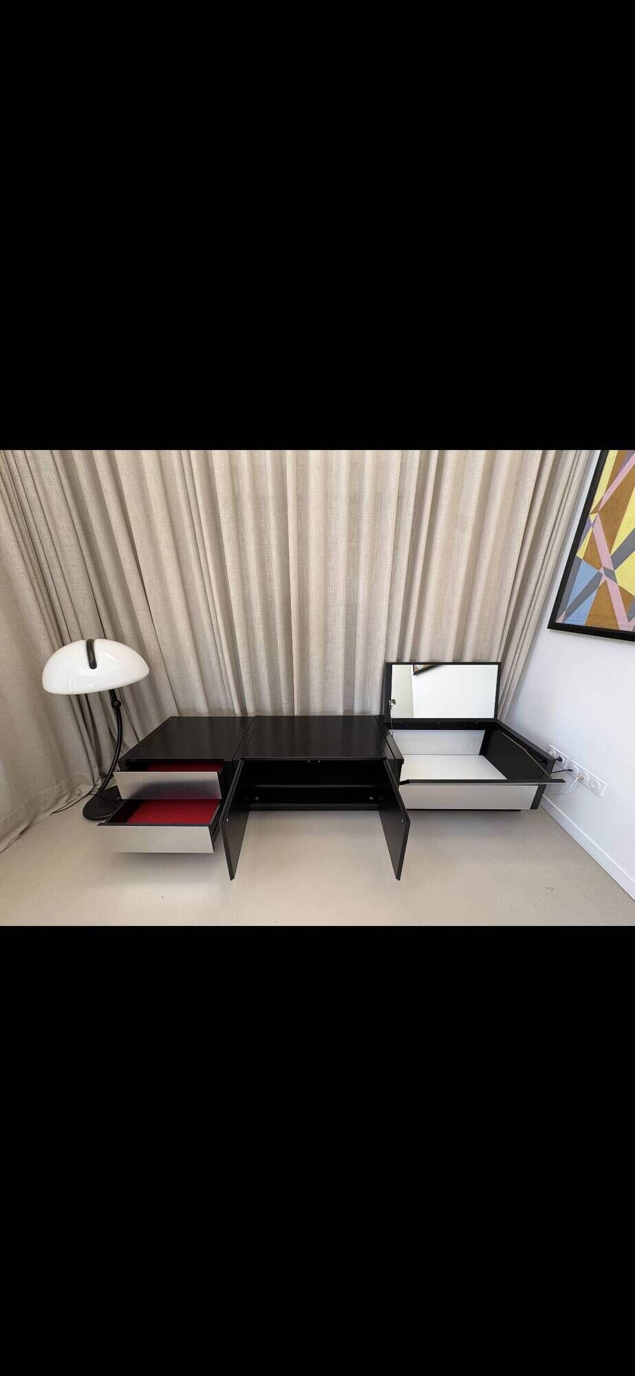 Modular enfilade Roche Bobois "Camora Nova" in brushed aluminium.