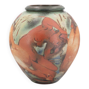 Imposant vase décoré