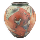 Imposant vase décoré de femme de Jean Pierre Bonnardot, vintage