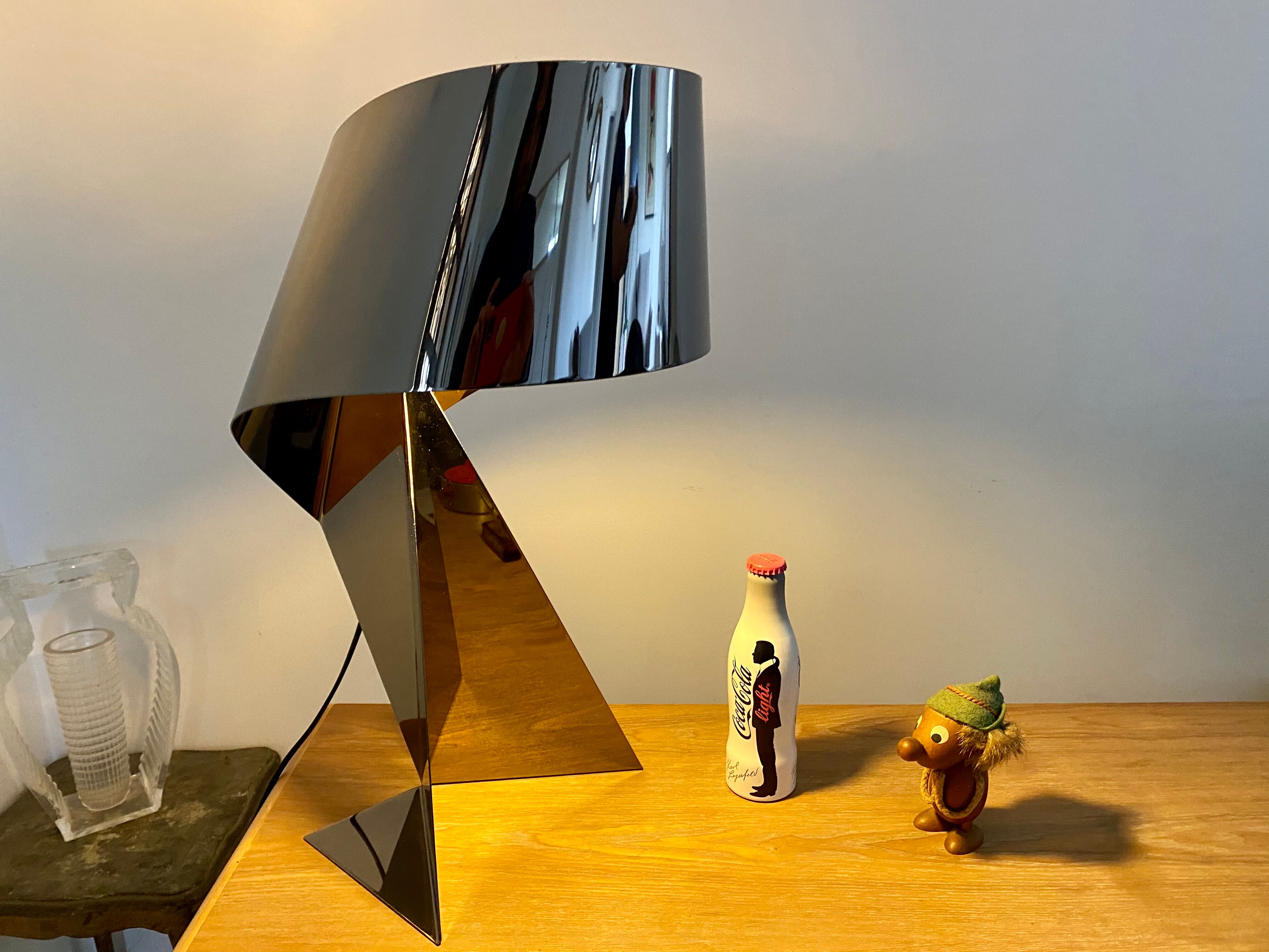 Ribbon salon lamp design Claire Norcross limited edition chrome brown