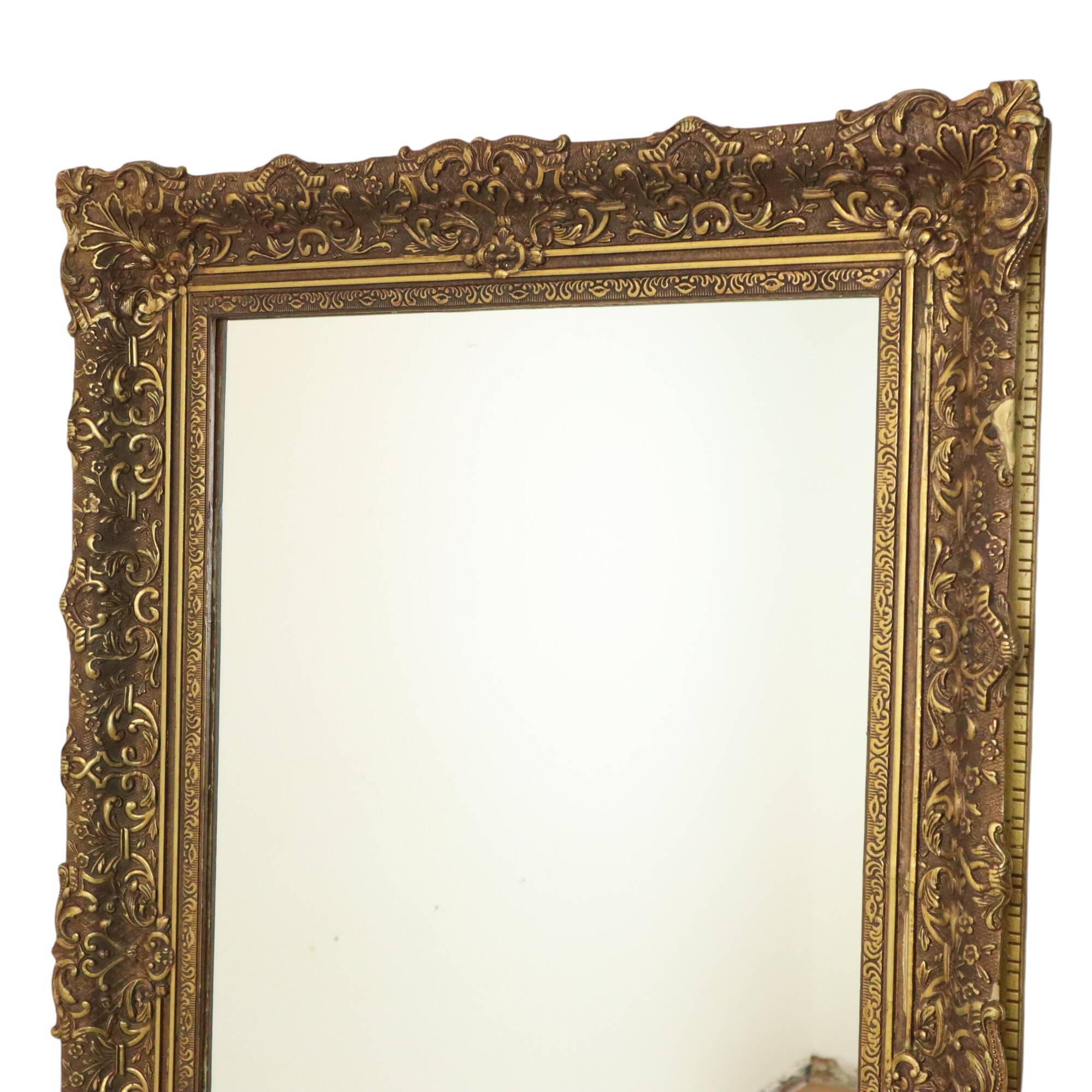 Large Gold Baroque Style Mirror Gilded Frame Acanthus Flowers 110cm