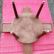 French hot water bottle table in Louis XVI style (1890); marble top and bronze gallery
