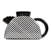 Ceramic Teapot | Black and White Geometric Memphis Style | Hutterer 1980s