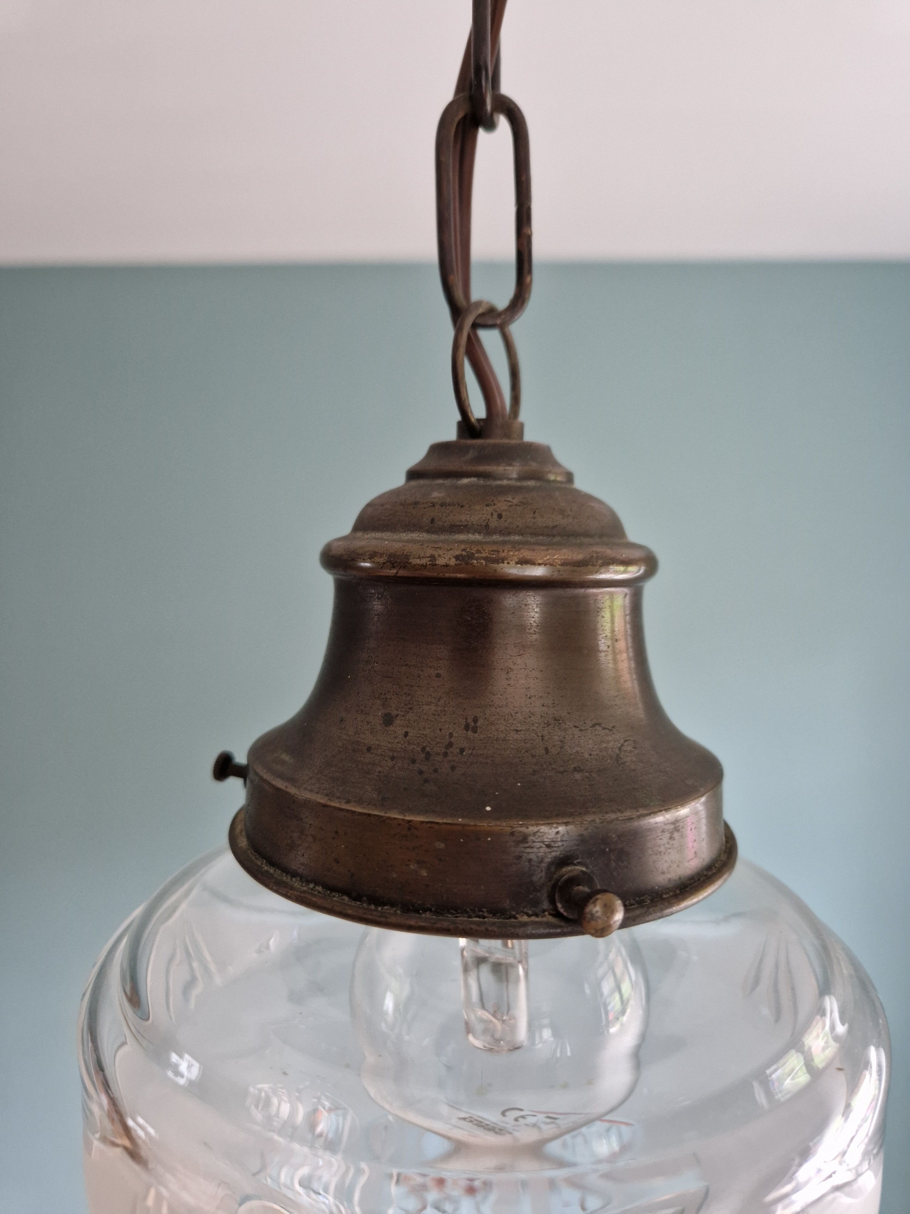 Crystal pendant lamp, Val Saint-Lambert, early twentieth century