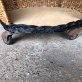 Bar en rotin a roulettes vintage