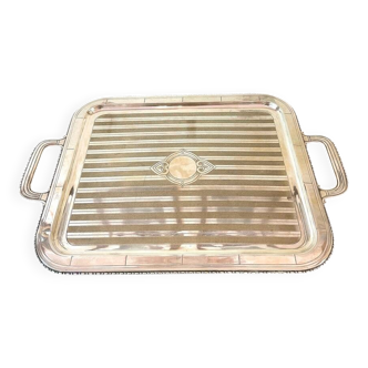 Très grand plateau en métal argenté Bouillet Bourdelle, années 20