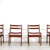 Set of 4 Midcentury Teak and Velvet Chairs by White and Newton