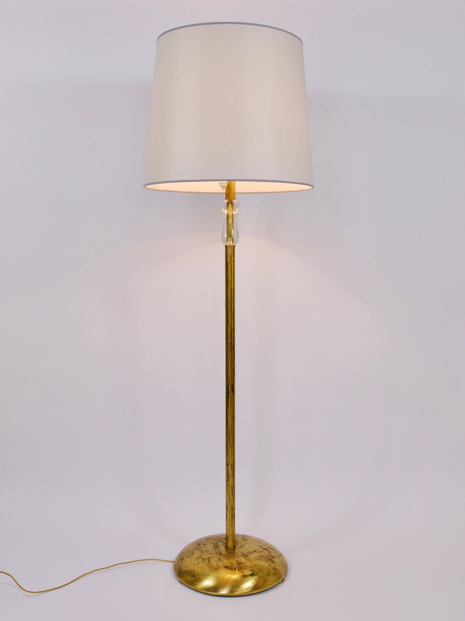 Bakalowits floor lamp from Vienna in solid brass with a glass handle, Austria, 1950s.