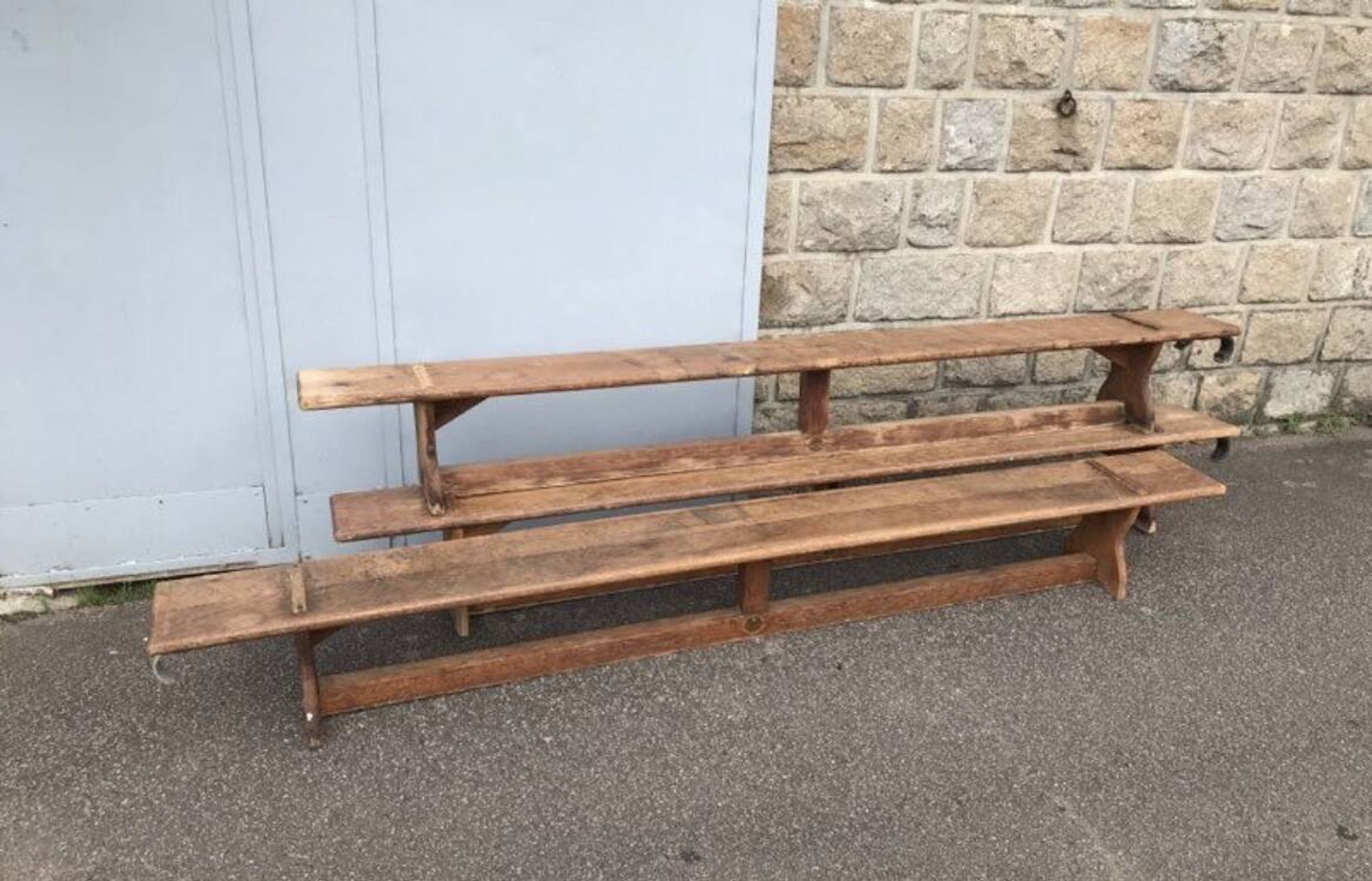 Ancien banc de gym en chêne massif Barbou sports paris
