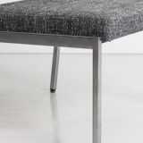 Pair of vintage armchairs in metal and gray fabric, renovated