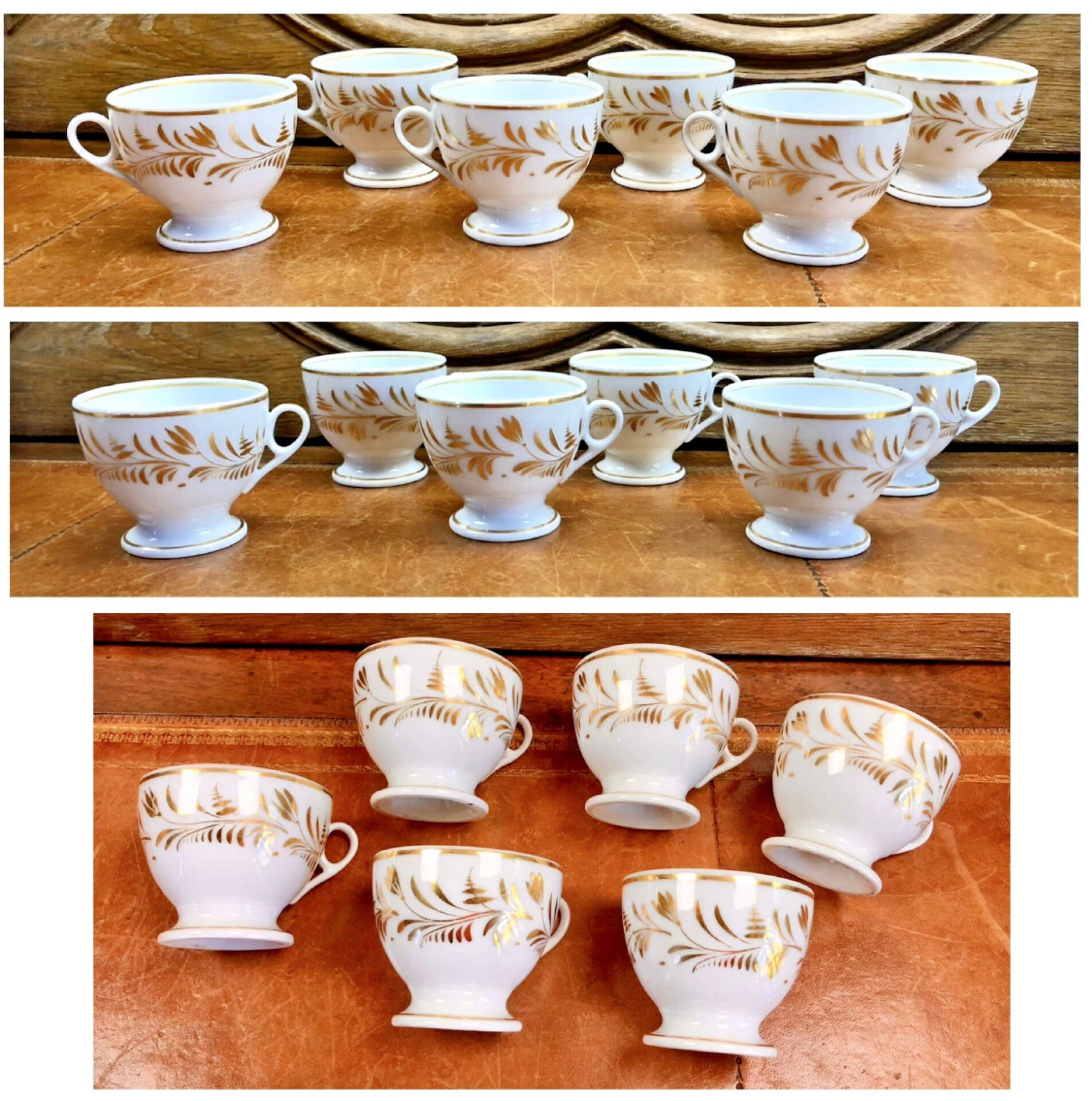 Antique Empire XIX coffee service for 6 cups, porcelain from Paris.