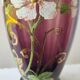 Vase en verre violet émaillé fleurs legras