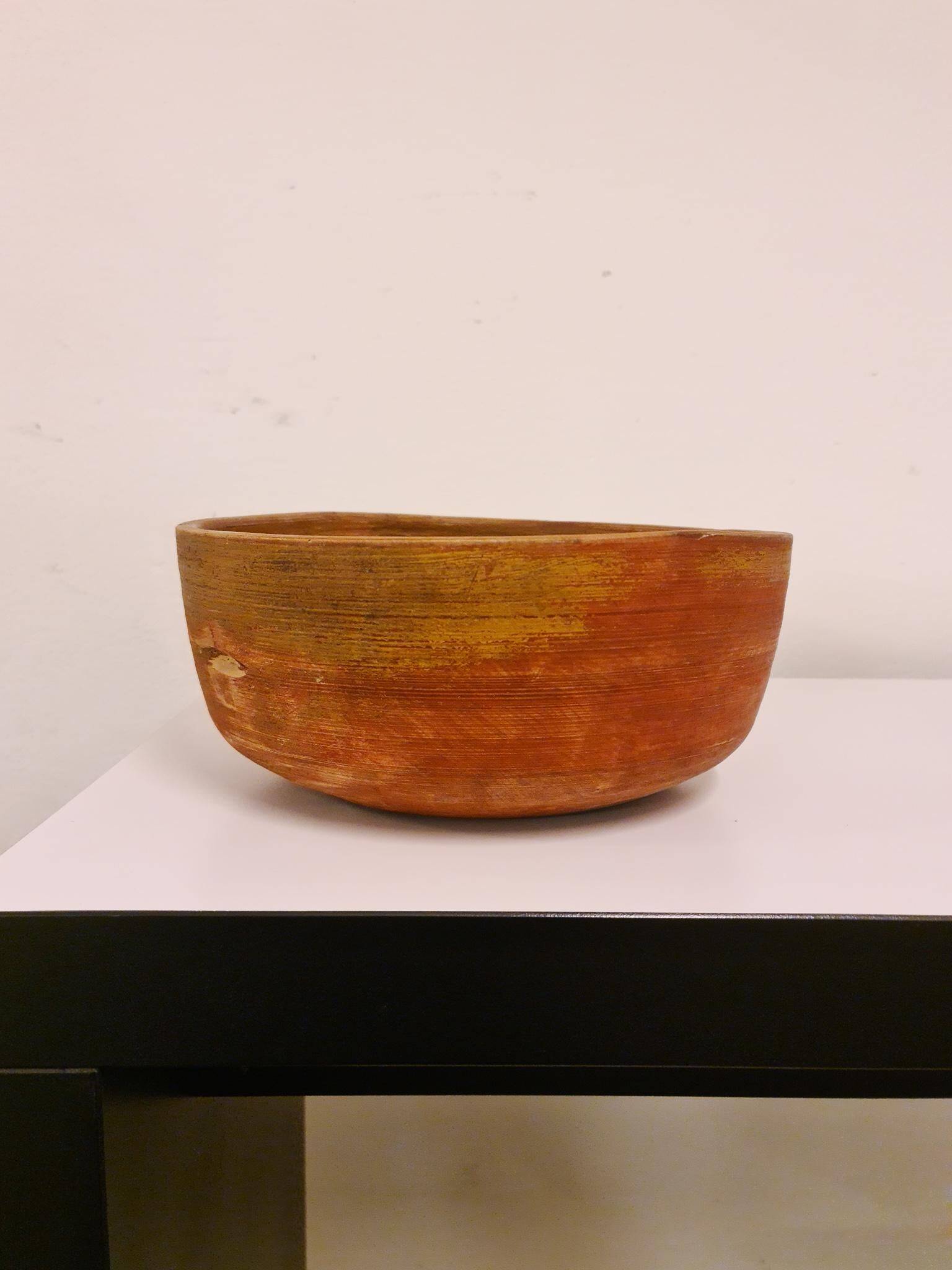 Swedish folk art, large unique agricultural bowl from the early 19th century in painted wood.
