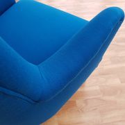 Fauteuil danois, laine, hêtre, entièrement rénové