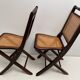 2 vintage folding chairs in wood and canning, 60s
