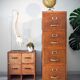 Old file cabinet, oak and brass, early 20th century