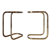 A pair of retro golden metal side tables from the 1970s.