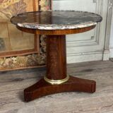 Empire Pedestal Table in Cuban Mahogany, Levanto Marble