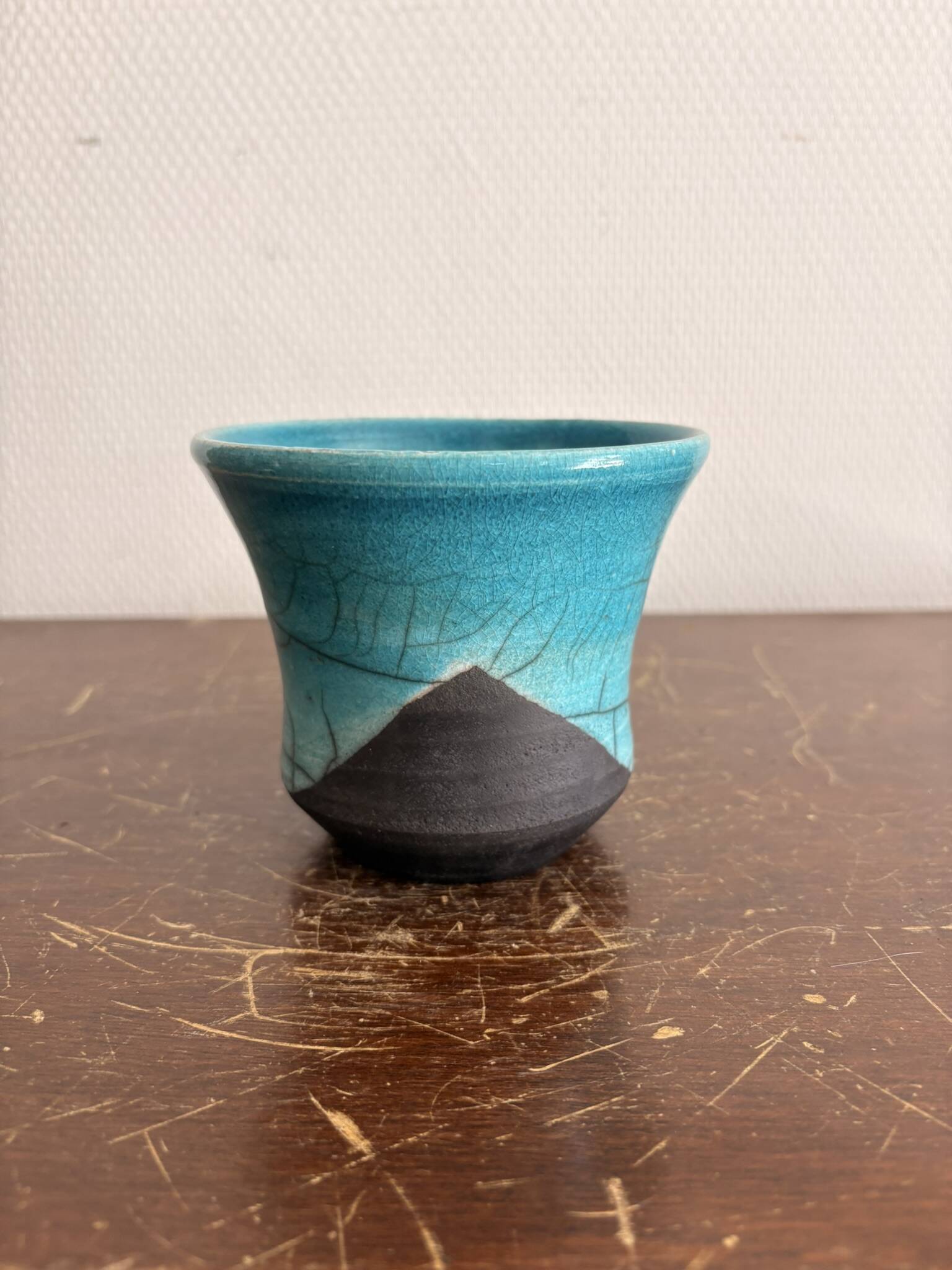 Pocket Vase Bowl Ashtray Raky Signed Pottery Craft Turquoise Z