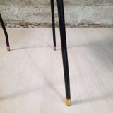 Vintage lacquered top desk with iron structure and pointed brass feet