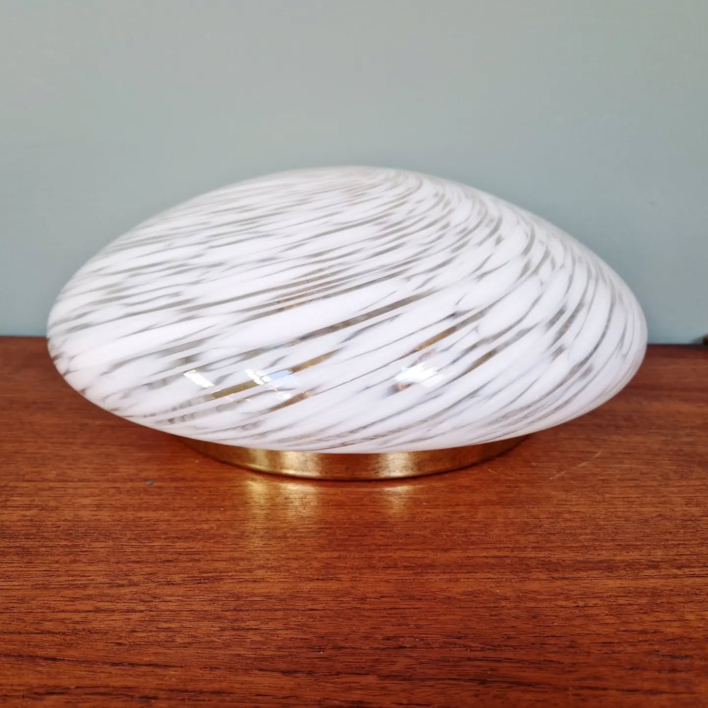 Brass and Murano glass ceiling light, Hillebrand, 1970