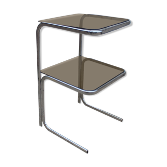 Side table chrome and smoked glass