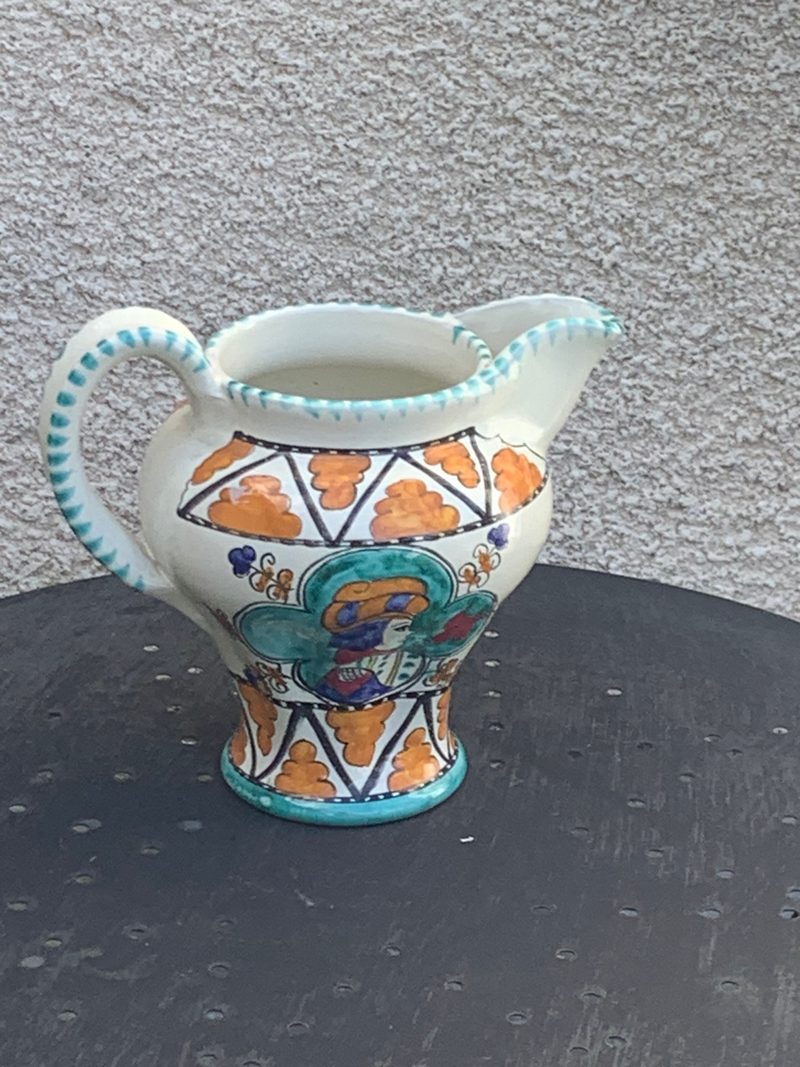 Glazed ceramic jug pottery Orvieto made in italy vintage