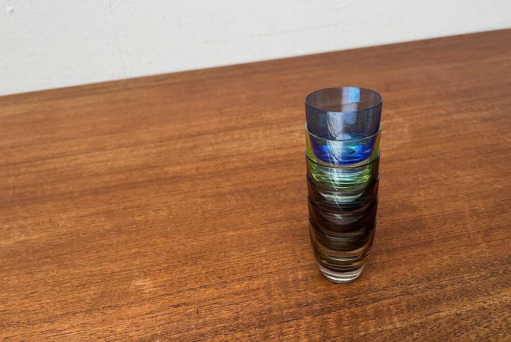 Coloured Space Age shot glasses by Gral, mid-century German, 1960s, set of 5.
