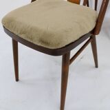 1950s Set of Four Restored Dining Chairs in Walnut, Czechoslovakia