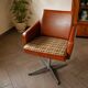 DDR Retro Swivel Armchair (1970s) – Brown Faux Leather & Checkered Seat
