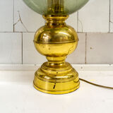 Lampe de table en laiton et verre soufflé, style Caccia Dominioni années 60