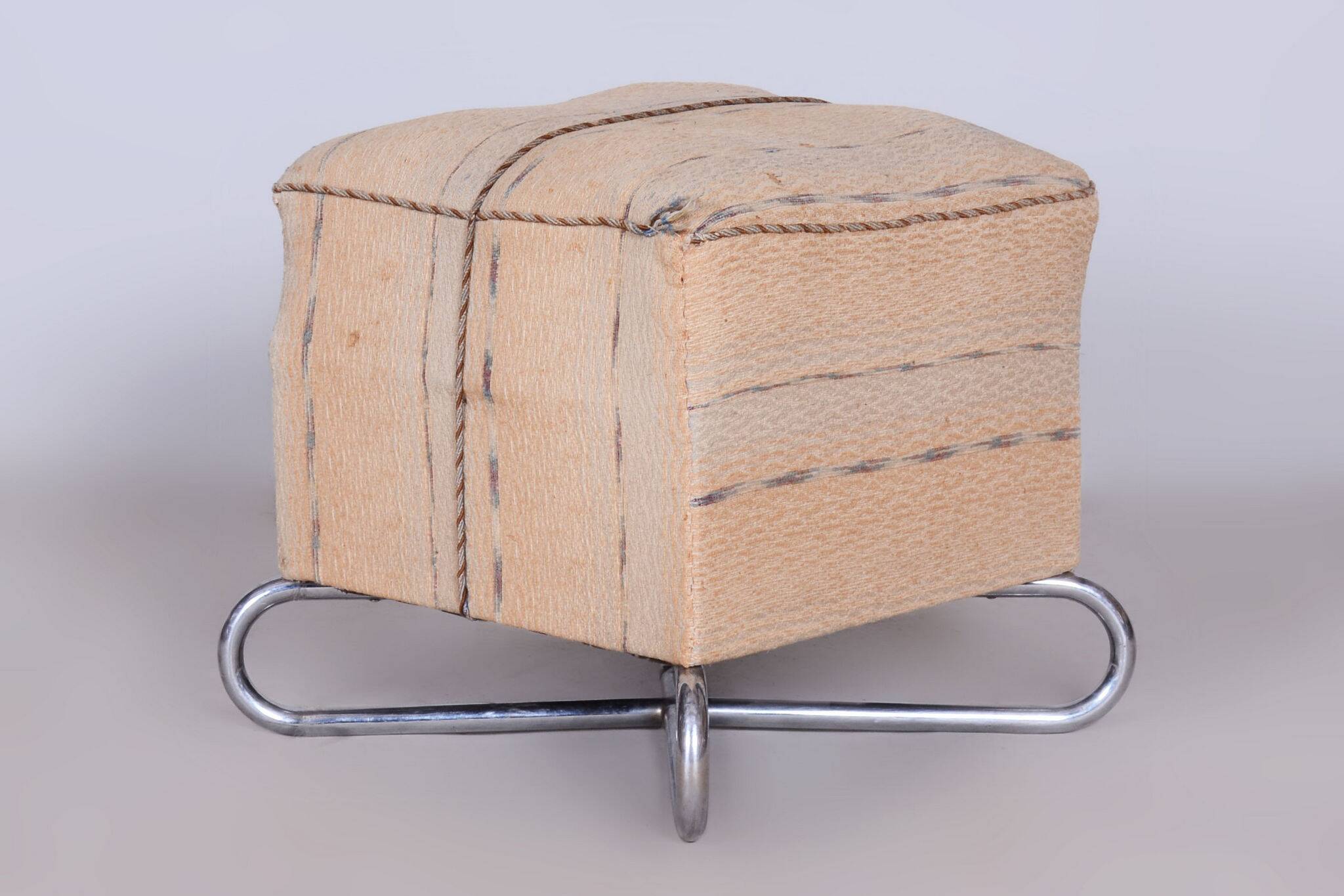 Tabouret Bauhaus original, construction chromée très inhabituelle, Tchéquie, années 1920