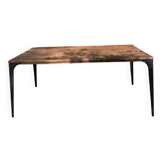 Table à manger plateau manguier et pietement acier