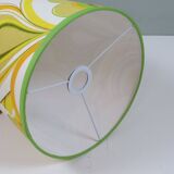 Large conical lampshade, recently made with vintage fabric.