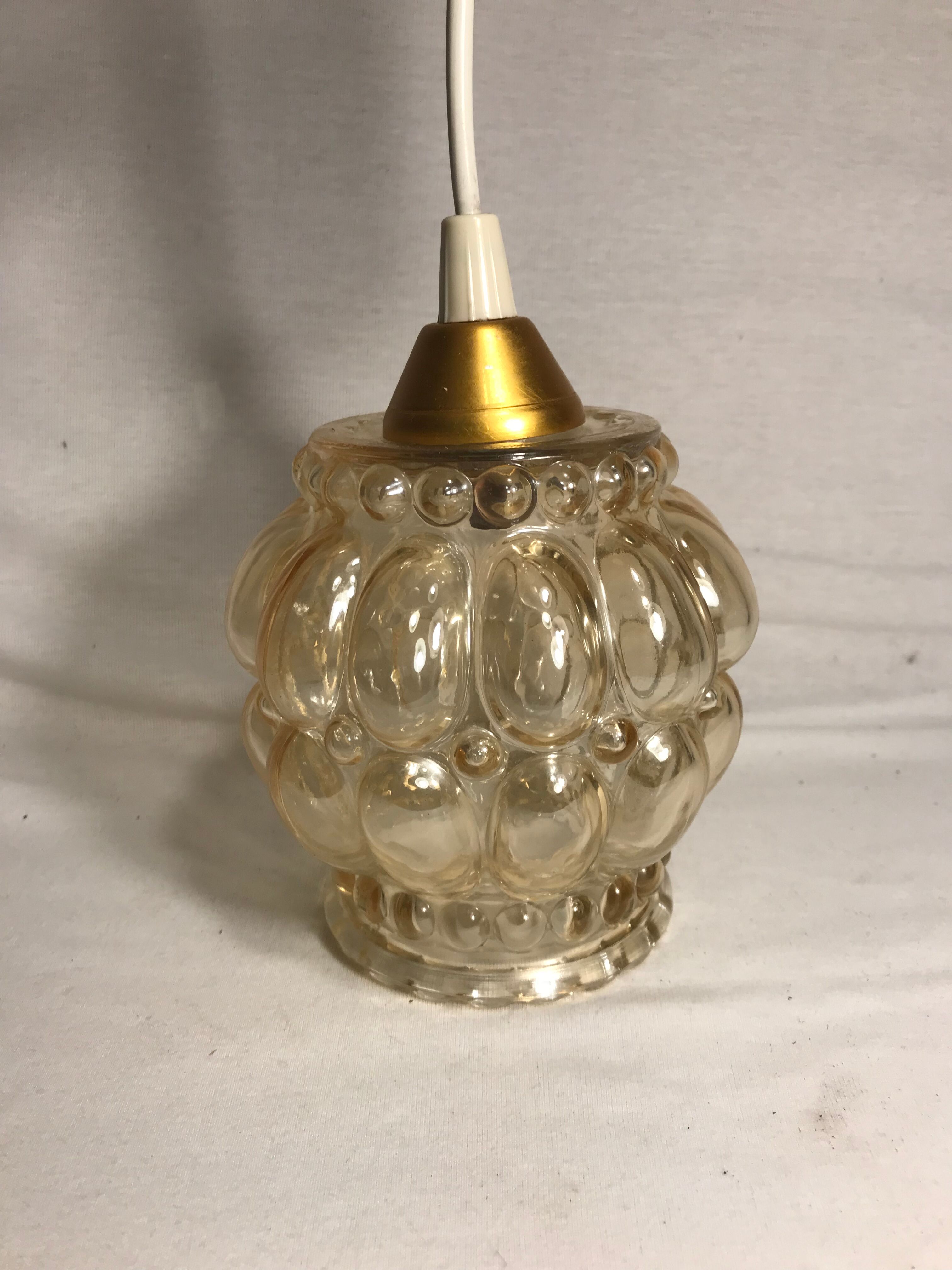 Suspension chandelier ceiling light glass golden years 70 vintage
