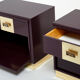 Pair of brass plum lacquer bedside tables Luciano Frigerio Italy 1970