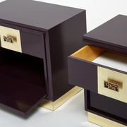 Pair of brass plum lacquer bedside tables Luciano Frigerio Italy 1970