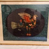 Original lithograph by Pierre-Henri Jacquot (1929-2009), Homage to Vaucanson, bird composition