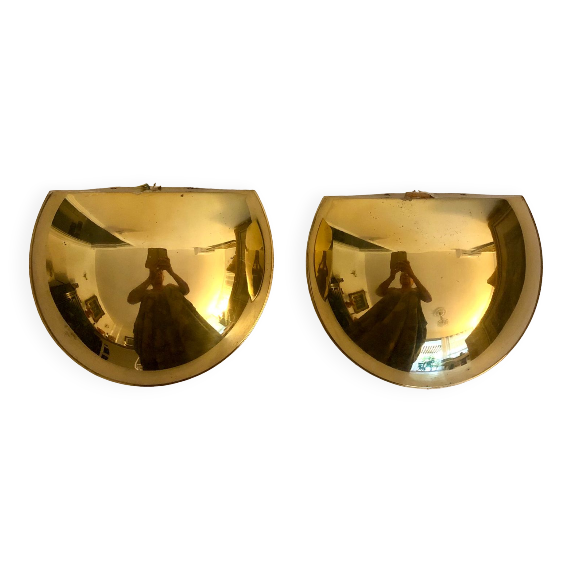 Half moon golden brass wall lights Italy 60/70.