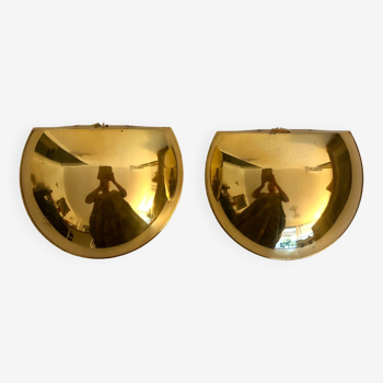 Half moon golden brass wall lights Italy 60/70.