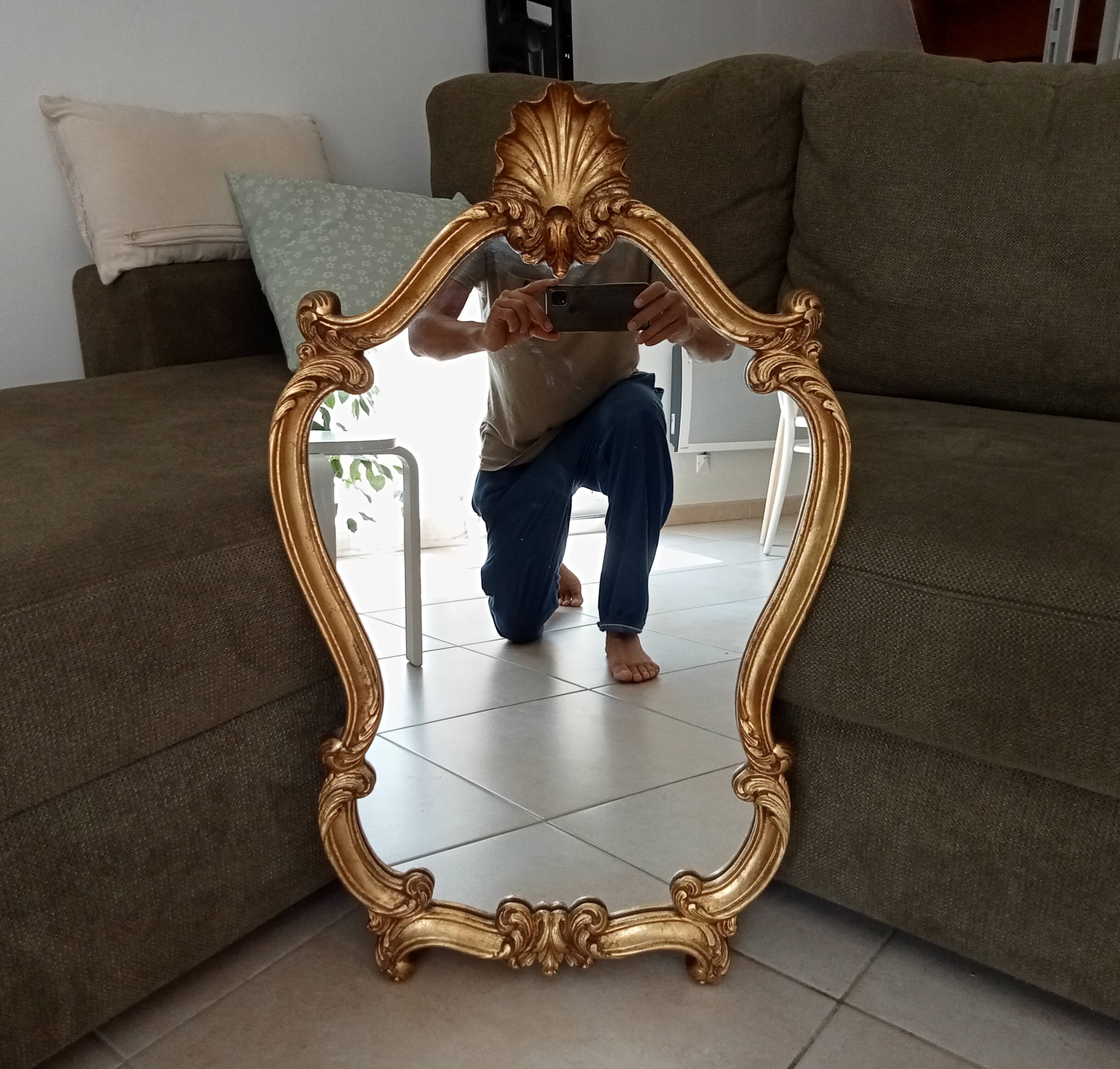 Antique baroque rococo mirror in gilded wood 77*47 cm