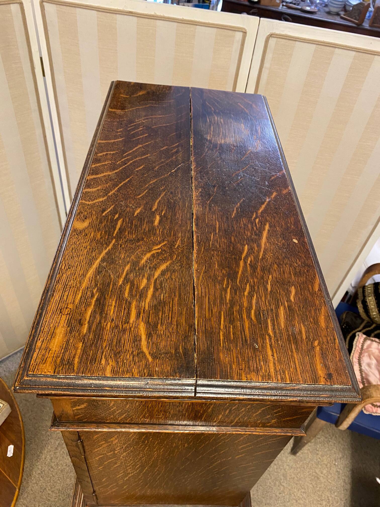 Lady bonheur du day secretary cabinet oak with marquetry and mother-of-pearl