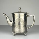 Vintage teapot and tray in solid silver by Royal Sheffield, England, 1950s, Set of 2.
