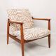 Fauteuil Jacquard Corail Vintage par Edmund Homa GFM 64, années 1960, Pologne Rénové MCM Design