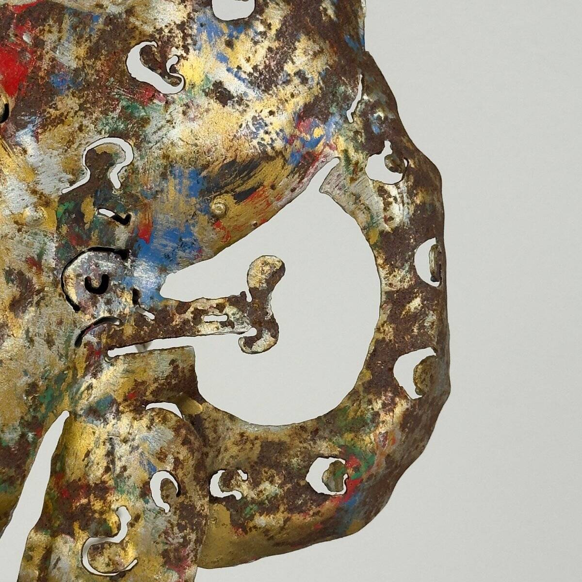 Brutalist metal octopus wall lamp by Salvino Marsura, Italy, 1980s.