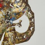 Brutalist metal octopus wall lamp by Salvino Marsura, Italy, 1980s.